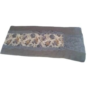 Womens Scarf Grey Floral Roses  64" x 13" Pieced Mixed Fabric Texture Gift Chuns